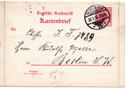 59756 - Deutsches Reich - 1898 - 10Pfg Krone & Adler GAKtenBf (Rand Kpl!) Als OrtsBf BERLIN - Lettres & Documents