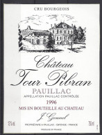 ETIQUETTE - PAUILLAC - Château Tour Pibran 1996 - Bordeaux