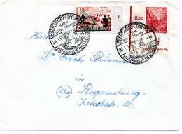 59785 - DDR - 1954 - 20Pfg Fuenfjahrplan EF & Spendenmarke "Deutsches Rotes Kreuz" A Bf EBERSDORF -> Westdeutschland - Rode Kruis