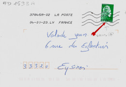 Variété Sur Lettre N° Yvert AD1598A Sans @ Oblitération Toshiba MTP Du 04-01-23 - Cartas & Documentos