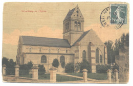 02 - Vic Sur  Aisne - L' église ( Carte Toilée   ( 325 ) - Vic Sur Aisne