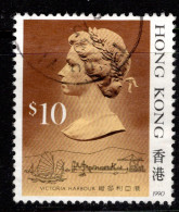 1990 Hong Kong $10 QEII Victoria Harbour SG613 VFU - Gebruikt