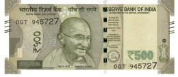 INDIA P114f 500 RUPEES 2022 LETTER U  #0GT Signature 23 UNC. - Inde