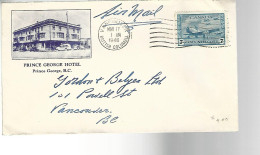 52227 ) Canada  Vancouver Postmark 1946 Prince George Hotel - Posta Aerea