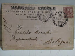 Cartolina Negoziante Droghe E Coloniale MARCHESI ERCOLE. Belgioioso (Pavia) 1905 - Magasins