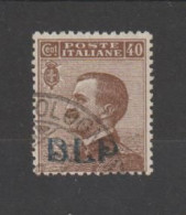 REGNO:  1921  B.L.P. -  40 C. BRUNO  US. -  SOPRASTAMPA  AZZURRO  NERA  -  SASS. 4 A - Timbres Pour Envel. Publicitaires (BLP)