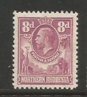 Northern Rhodesia..Scott # 8 MLH VF ...........................w51 - Rhodesia Del Nord (...-1963)