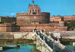 ROME, BRIDGE AND ST. ANGELO CASTLE, STATUES, BOATS, ITALY - Castel Sant'Angelo