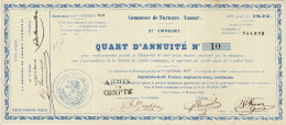 Titre De 1885 - Royaume De Belgique - Commune De Furnaux (Namur) - 27ème Emprunt  - Quittance De 1/4 D'annuité N°10 - G - I