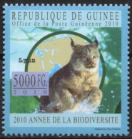 GUINEA 2010 - 1v - MNH - Lynx - Cats - Biodiversidad Biodiversité Biodiversity Environment Ecology Ecología Map Animals - Protection De L'environnement & Climat