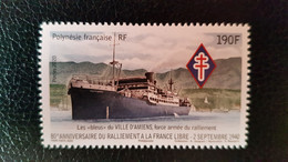 Polynesia 2020 Polynesie 80th Ann Rallying Free France Ww2 Boat VILLE AMIENS 1v - Unused Stamps