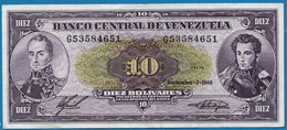 VENEZUELA 10 BOLIVARES 03.11.1988 # G53584651 P# 62  Simón Bolívar, Antonio José De Sucre - Venezuela