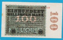 DEUTSCHES REICH 100 MILLIONEN MARK 22.08.1923  # N1 078448 P# 107c - 100 Mio. Mark