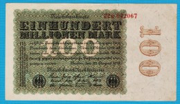 DEUTSCHES REICH 100 MILLIONEN MARK 22.08.1923   # 22k.042067  P# 107a - 100 Mio. Mark