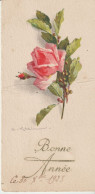 Illustr. KLEIN . Mignonette  6cm X12 Cm ROSE Et Son Feuillage . "Bonne Année" - Klein, Catharina