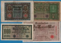 LOT BILLETS 4 BANKNOTES: DEUTCHES REICH 1910 - 1922 GERMANY - Lots & Kiloware - Banknotes