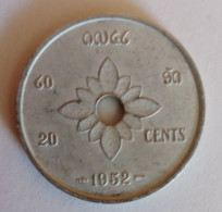 Laos, Year 1952, Used; 20 Cent Hole Coin - Laos