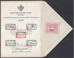 FDC CUBA 1955. HB CUPEX. CUBAN INTERNATIONAL PHILATELIC EXHIBITION. GRAF ZEPPELIN. - FDC