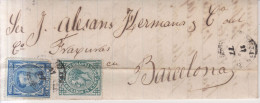 Año 1876 Edifil 175-183 Carta   Matasellos Rombo Villafranca Barcelona Vilaseca Y Cia - Storia Postale