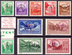 Liechtenstein 1935/36: REGIERUNGS-DIENSTSACHE Zu D 11-20 (ohne 15) Mi 11-19 Yv TS 11-19 * Falz MLH (Zu CHF 250.00 -50%) - Dienstmarken