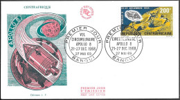 Central African Republic Space FDC Cover 1969. "Apollo 8" On Moon Orbit - Afrique