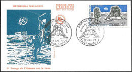 Madagascar Malagasy Space FDC Cover 1970. "Apollo 11" 1st Man On The Moon. Neil Armstrong - Afrique