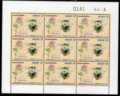 Insect Pollinator Bee Bumblebee Clover Flower Uruguay 2021 MNH ** Sheetlet - Abeilles