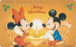 TC JAPON / 110-193364 - DISNEY - Série N° 18/25 - MICKEY MINNIE Dîner Aux Chandelles - CHRISTMAS JAPAN Free Phonecard - Disney