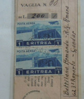 ETIOPIA  RIC VAGLIA GONDAR    -#- 1938  1 LIRA X 2 LIRE 200 - Etiopía