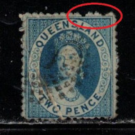 QUEENSLAND Scott # 40 Used - Queen Victoria Pulled Perfs - CV $400 - Used Stamps
