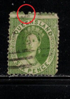 QUEENSLAND Scott # 42 Used - Queen Victoria Pulled Perfs - Usati