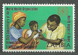 Zambia, 1973 (#113g), 25th Anniversary WHO Mother Child Nursing Nutrition Fruits Immonization Food Baby Medicine - WHO