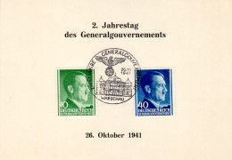 POLAND GENERAL GOVERNMENT 1941 GEDENKBLATT WITH POSTMARK MiNr 74 , 81 - General Government