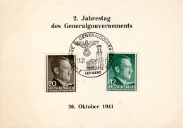 POLAND GENERAL GOVERNMENT 1941 GEDENKBLATT WITH POSTMARK MiNr 77 , 80 - General Government