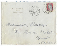 COLLANDRES Cantal Lettre 25c Decaris Yv 1263 Exp Laurent Avoué Ob FB 04 15 5 1962 - Manual Postmarks