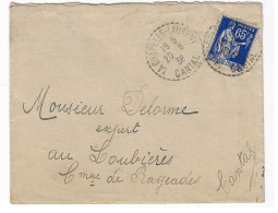 LA CHAPELLE-LAURENT Cantal Lettre 65c Paix Bleu Yv 365 Ob FB 04 20 6 1932 - Manual Postmarks