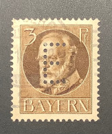 Dienstmarke E Lochung Mi 12 Gepr Bauer BPP,  Bayern 1914/1915 3 Pf Gestempelt (Baviére Bavaria - Used