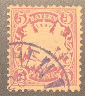 Gute Farbe Mi 45b Tadellos Gepr Bauer BPP 1878 5Pf Violet (Bayern Bavière Bavaria German States Germany Allemagne - Afgestempeld