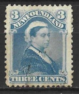 CANADA.." NEWFOUNDLAND  "...QUEEN VICTORIA..(1837-01..).." 1880."..3c...PALE BLUE......USED. - 1865-1902