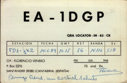 CARTE QSL.  ESPANA..E A- 1 D G P    .1989  DOS VIERGE - Radio