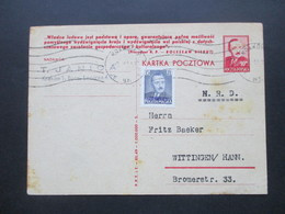 Polen 1951 Polen Ganzsache P 112 II Mit Zusatzfrankatur Mit Gummihandstempel Aufdruck Groszy Aus Krakau / Krakow - Storia Postale