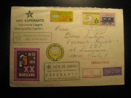 STONAVA 1976 Esperanto 2 Poster Stamp Vignette + 1 Warszawa + 1 Saarbrucken To Prague Cancel Folded Cover CZECHOSLOVAKIA - Esperanto