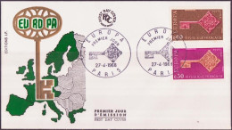 Europa CEPT 1968 France - Frankreich FDC4 Y&T N°1556 à 1557 - Michel N°1621 à 1622 - 1968