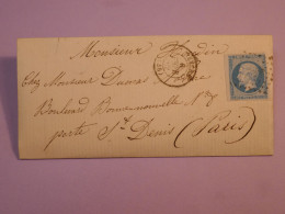 DA1 FRANCE BELLE LETTRE  1861   NEVERS   A PARIS     +NAP. N°14 BORD DE FEUILLE  ++AFF.INTERESSANT - 1853-1860 Napoléon III