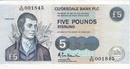 BILLETE DE ESCOCIA DE 5 POUNDS DE CLYDESDALE BANK DEL AÑO 1990 (BANKNOTE) - 5 Pond