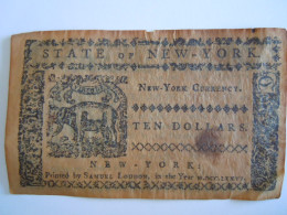 State Of New York Colonial Novelty Note Ten Dollar 10$ August 13 1776 Number 46820 COPY - Andere & Zonder Classificatie