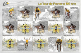 Blocs De 10 Timbres Neufs - Le Tour De France A 100 Ans - Livraison Gratuite - Wielrennen