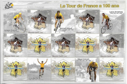Blocs De 10 Timbres Neufs - Le Tour De France A 100 Ans - Livraison Gratuite - Ciclismo