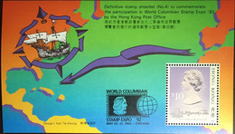 Hong Kong 1992 World Colombian Expo Minisheet MNH - Ungebraucht
