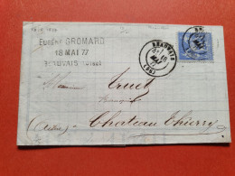 Sage 25ct Sur Lettre Avec Texte De Beauvais Pour Château Thierry En 1877, Ambulants Au Dos - Réf 1911 - 1877-1920: Semi Modern Period